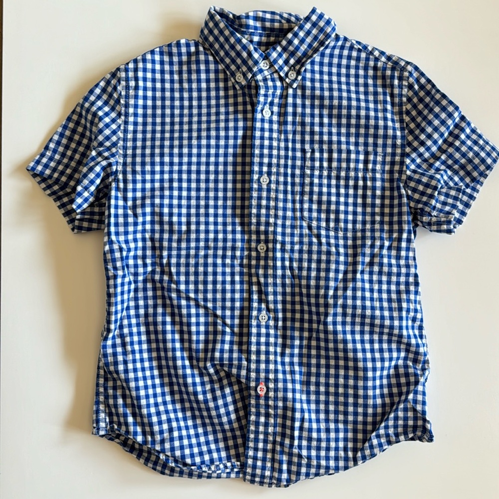 Crewcuts, Size 12, Kids' washed short-sleeve stretch poplin button-down gingham